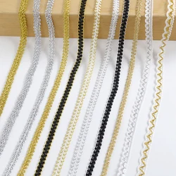 5 metros 8/10mm negro oro plata hilo ciempiés cinta de encaje trenzado ajuste tela curva para artesanía de boda accesorios de costura DIY