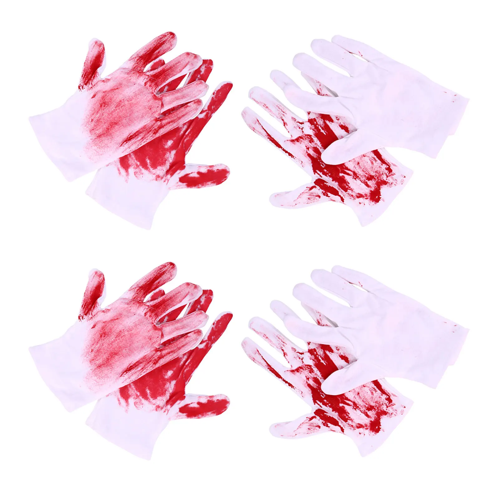 

4pcs Halloween Props Spooky Bloody Gloves Realistic Blood Splatter Design Unisex Knitted Fabric For Vampire Zombie Slasher