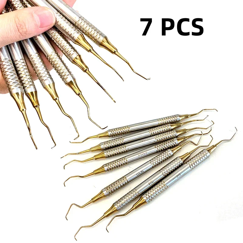 

7Pcs Set Dental Manual Tooth Cleaning Scaler Gracey Bone Curettes Periodontal Perio Scalers Oral Care Teeth Whitening Tools