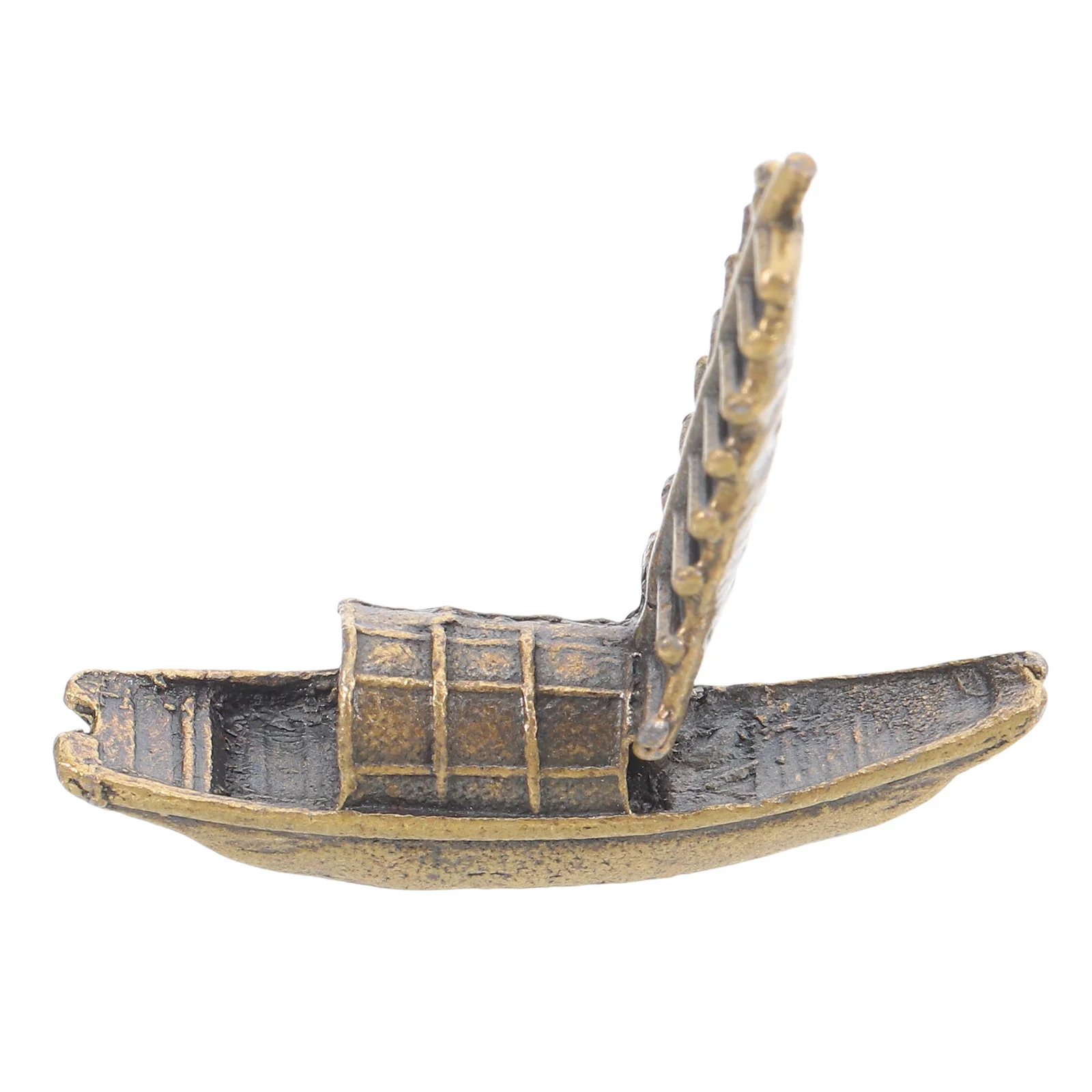 زخرفة قارب مصغر خمر النمط الصيني النحاس المراكب الشراعية لحديقة المناظر الطبيعية ديكور المناظر الطبيعية الصغيرة قارب صغير التماثيل #1