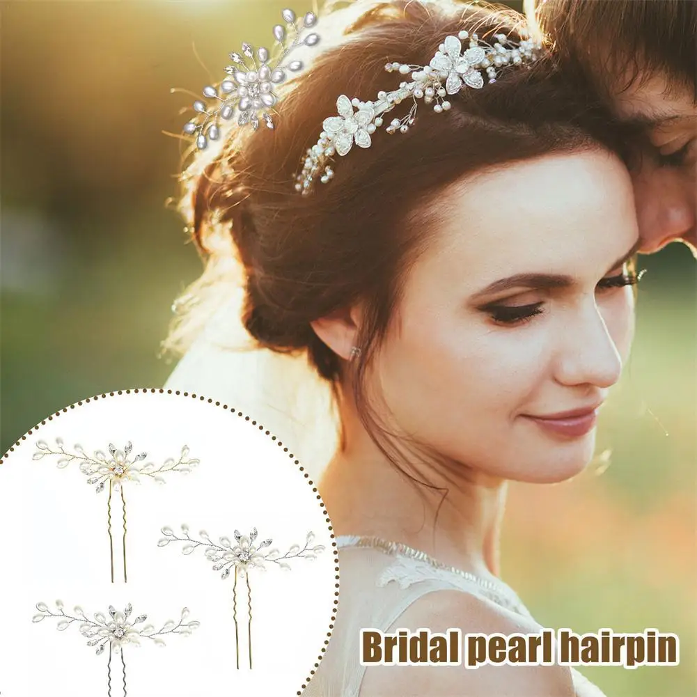 Elegant Flower Wedding Hair Pins Pearl Handmade Flower Beautiful Crystal Hair Accessories Wedding Hair Pins Bridal Decor