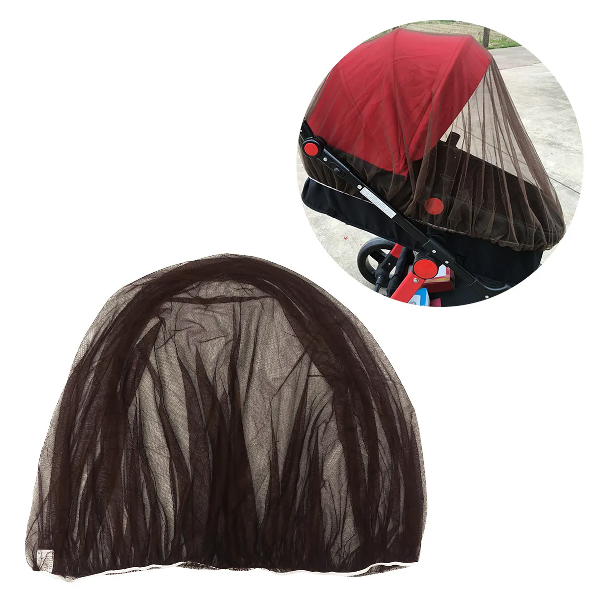 Baby Mosquito Net Mesh Stroller Cover Elastic Edge Brown Protection Bug Insect Barrier for Infant Prams Cradles
