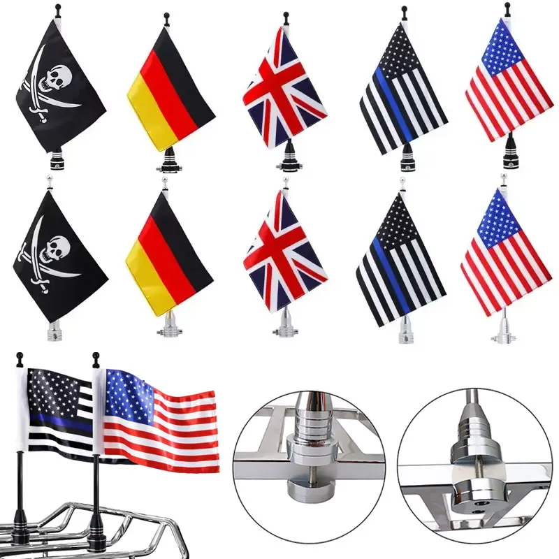 Universal Motorrad Gepäckträger Fahnenmast Halterung USA Amerikanische Flaggen Für Harley Sportster Touring Road King Glide