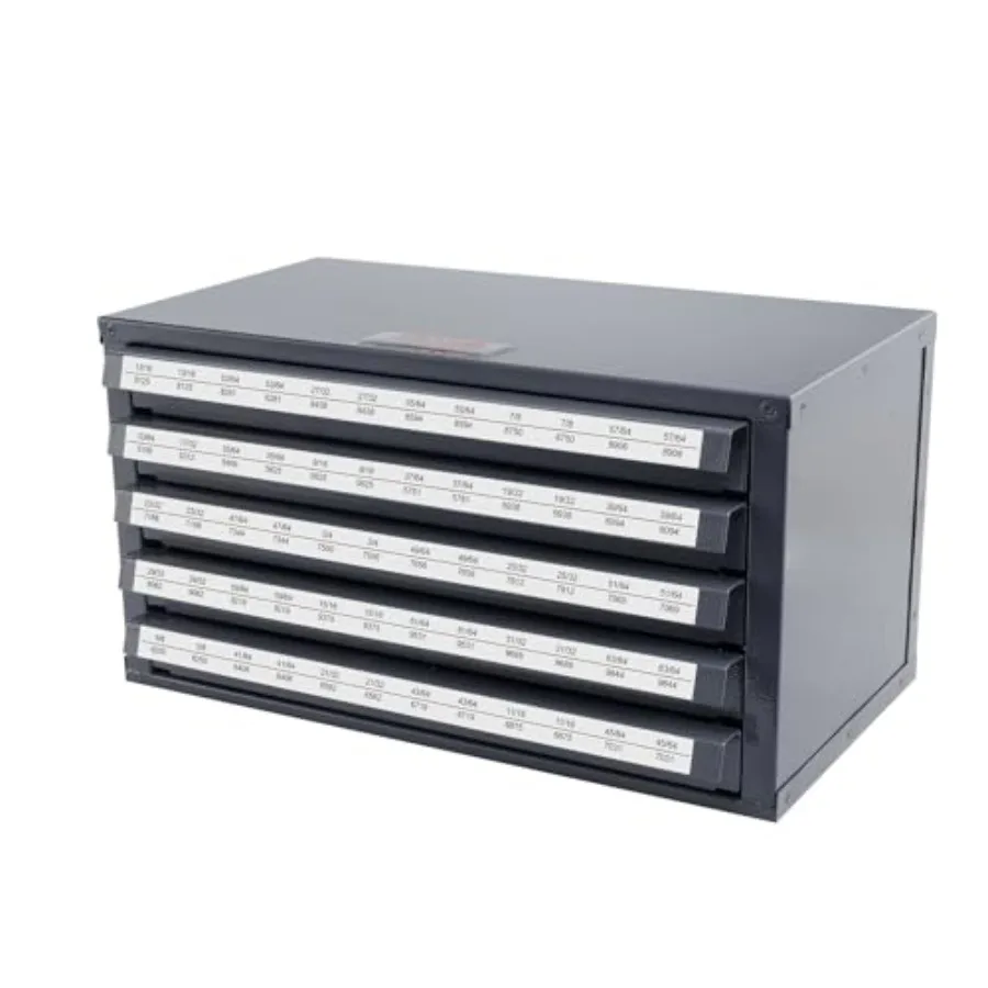 

Drill Bit Dispenser Cabinet Five-Drawer Drill Bit Dispenser 1/2" Reduced Shank Drill Bit Organizer Cabinet Drill Dispenser Orga