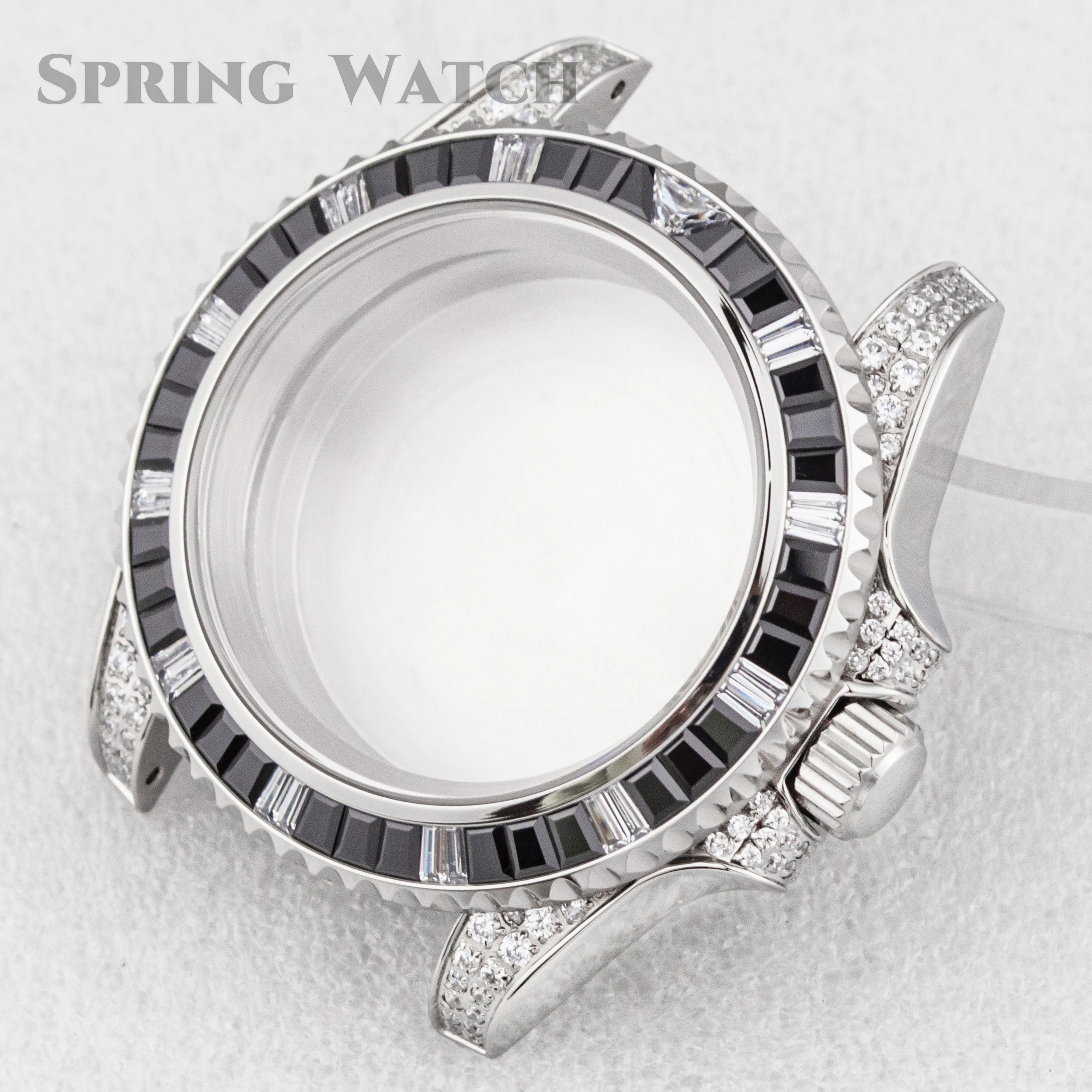 40mm NH35 NH36 Watch Case Diamond Studded Watch Bezel Stainless Steel Waterproof Case For SUB GMT Watch Movement Mod Parts