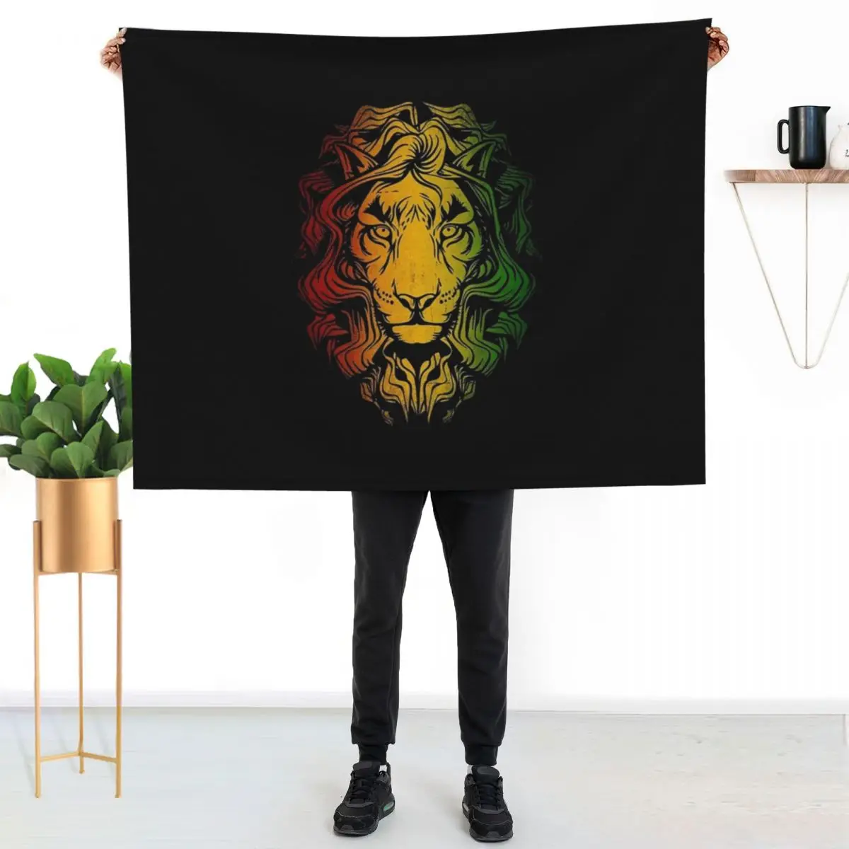 Lion Art Rastafari Flag Throw Blanket Flannel Designers Furry Softest Camping Warm Blankets