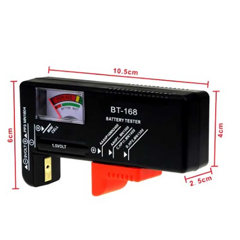 BT-168 batterie AA/AAA/C/D/9V/1.5V batteria a bottone universale misuratore con codice colore indica Volt Tester Checker BT168 Power