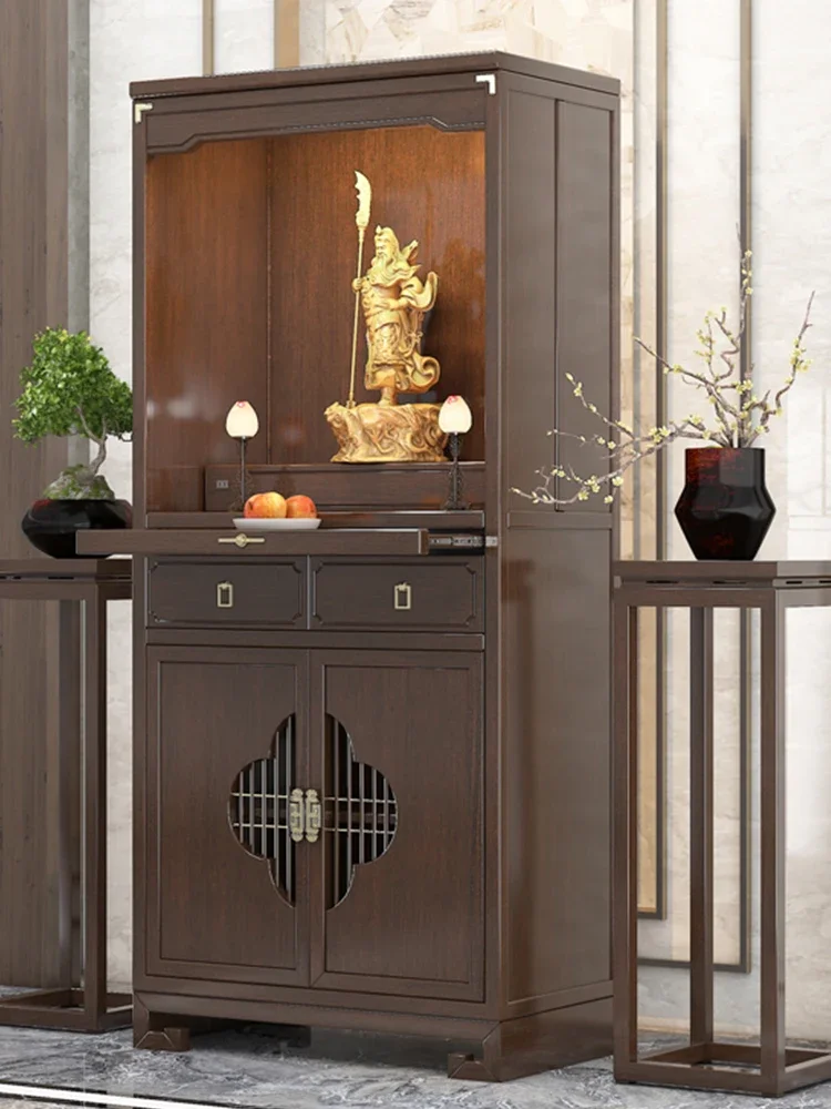 خزانة ملابس ضريح من الخشب الصلب، خزانة بوذا الخشبية Ugyen، ضوء حديث فاخر، مذبح إله الثروة #5