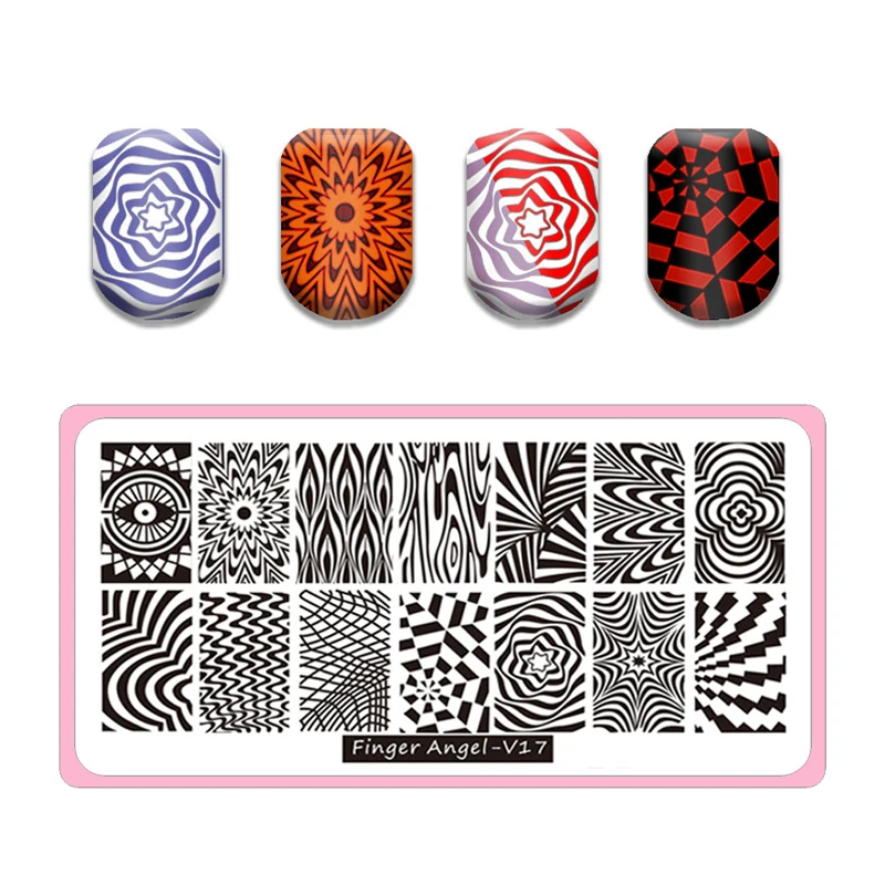 Leaf Flower Nail Stamping Plates Line Lace Lemon Nail Art Plate Stainless Steel Animal Head Letter Fire Design Nail Stencil Tool