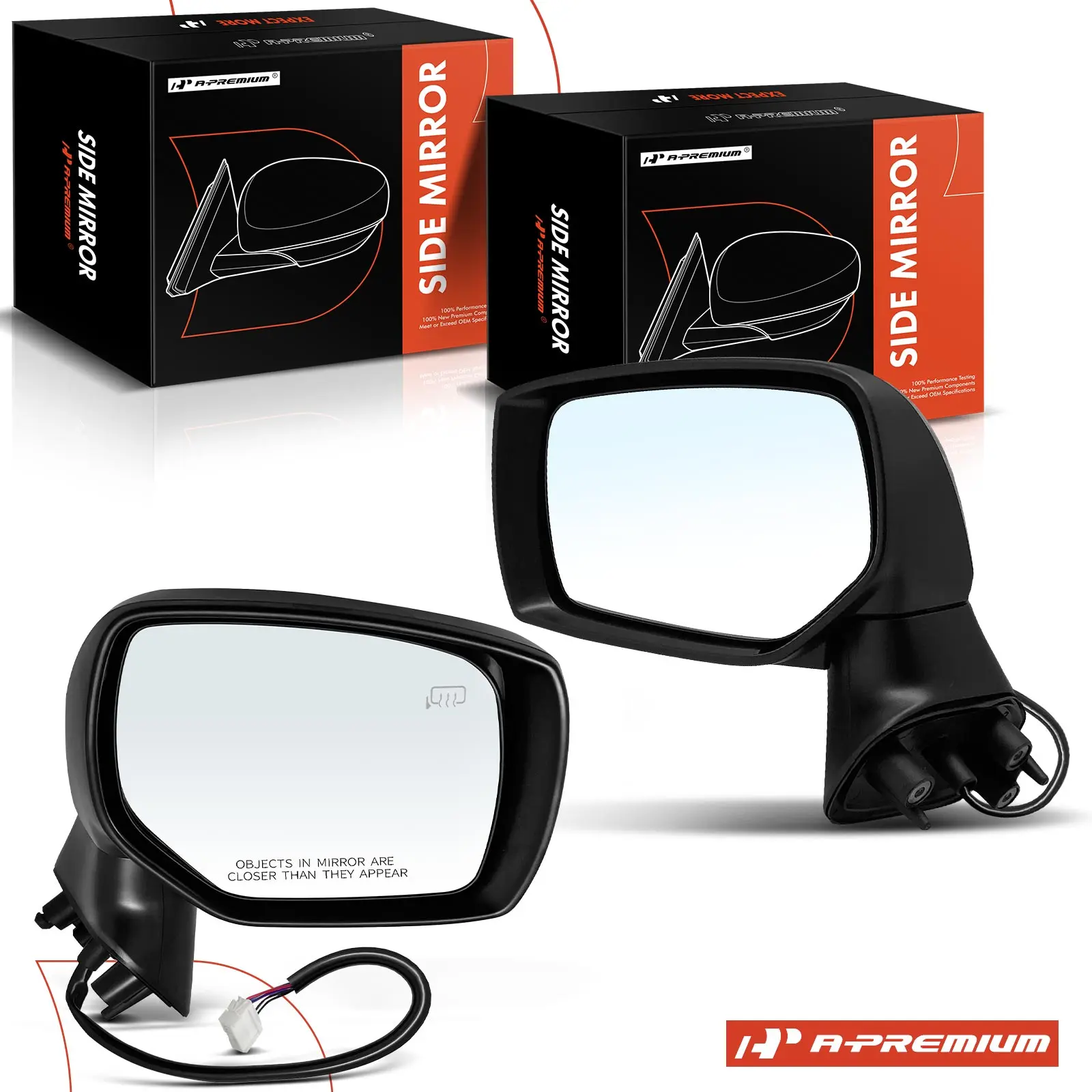 A-Premium Pair Power Door Mirror for Subaru Outback Legacy 2015-2017 Manual Folding Turn Signal Light Heated Black