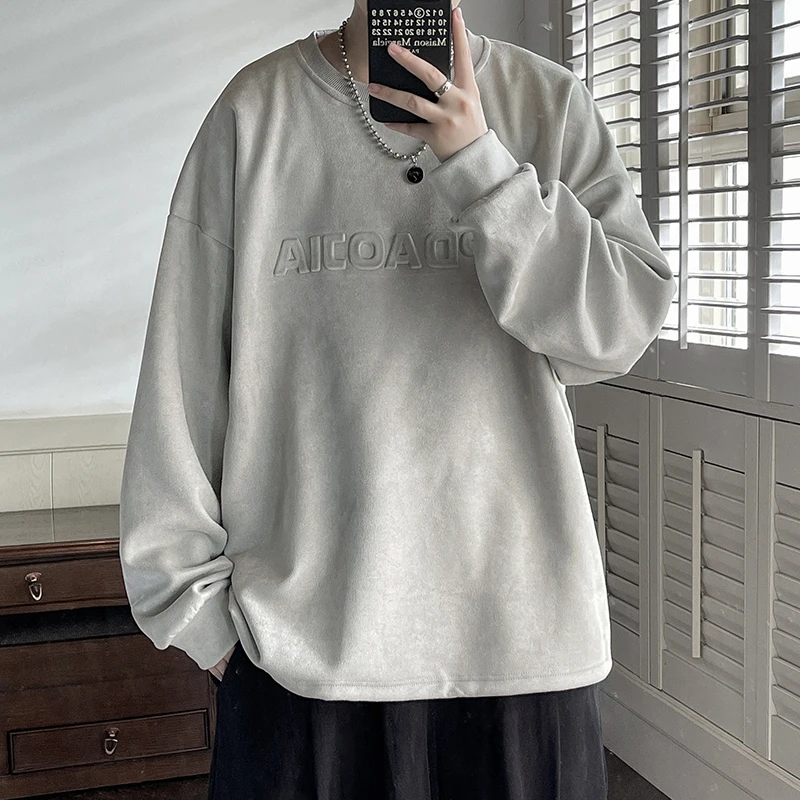 Harajuku Oversize Sweatshirt Male Sweatshirts for Men Pullover Men's Spring Clothes Pullovers Hip Hop Embossing Clothing