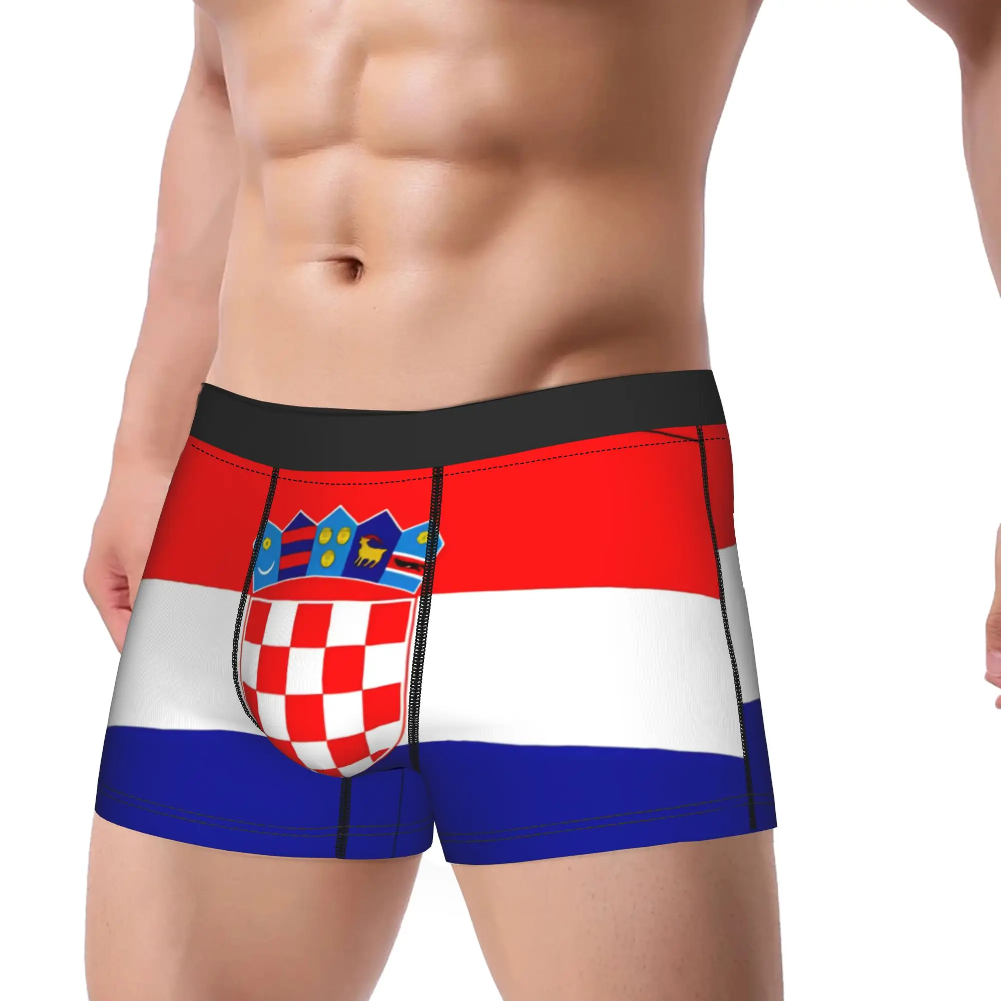 Croatia Croatian National Flag Red White Blue Stripes Underwear  Underpants Shorts Briefs For Men Pouch Oversize Boxershorts