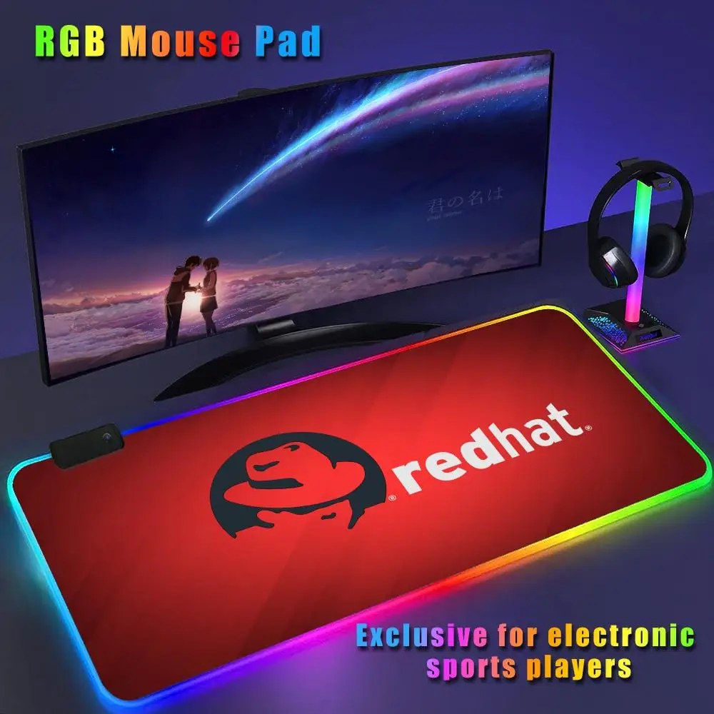 System R-Red Hat Linuxes Mouse Pad CS-GO anime character luminous super large RGB office game competitive keyboard pad