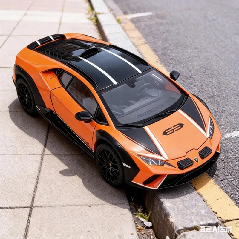

1:24 Lamborghini Huracan Sterrato, модель спортивного автомобиля из сплава, литая под давлением металлическая гусеница, гоночный автомобиль, модель автомобиля, звуковой свет, детская игрушка в подарок