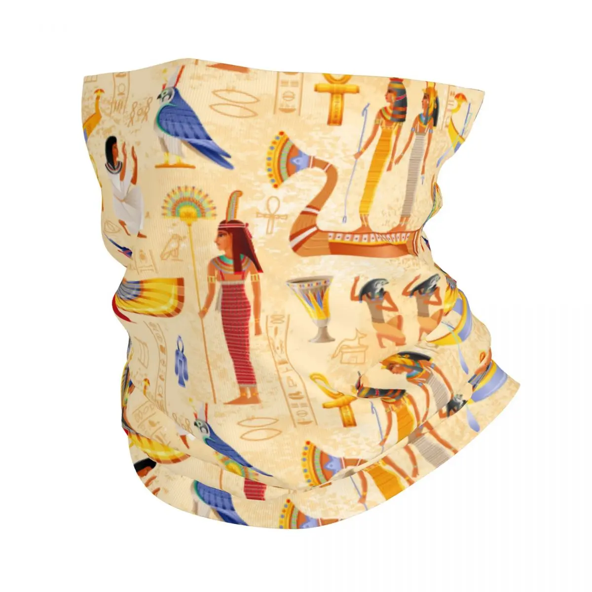 Papyrus With Pharaoh Thin Bandana Neck Gaiter Ancient Egyptian Culture Wrap Scarf Headband Neck Cover