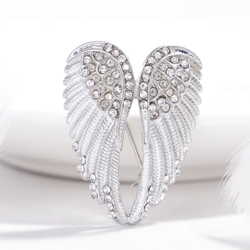 Fashion Crystal Angel Wing Brooch Pins Jewelry Women Men