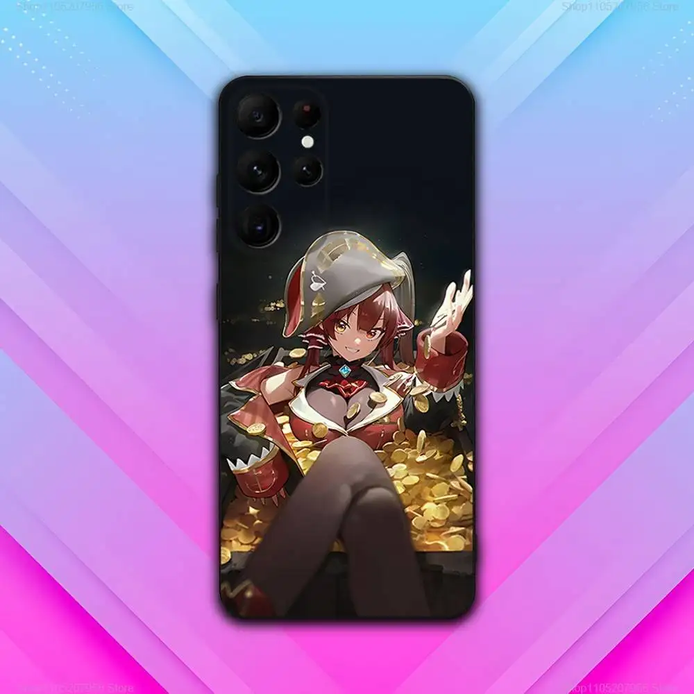 H-Houshou Casing Ponsel Hitam Marinir Gadis Imut untuk Samsung S30,S25,S24,S23,S22,S21,S20,Fe,Lite,5G,Ultra,Plus Ultra-Tipis