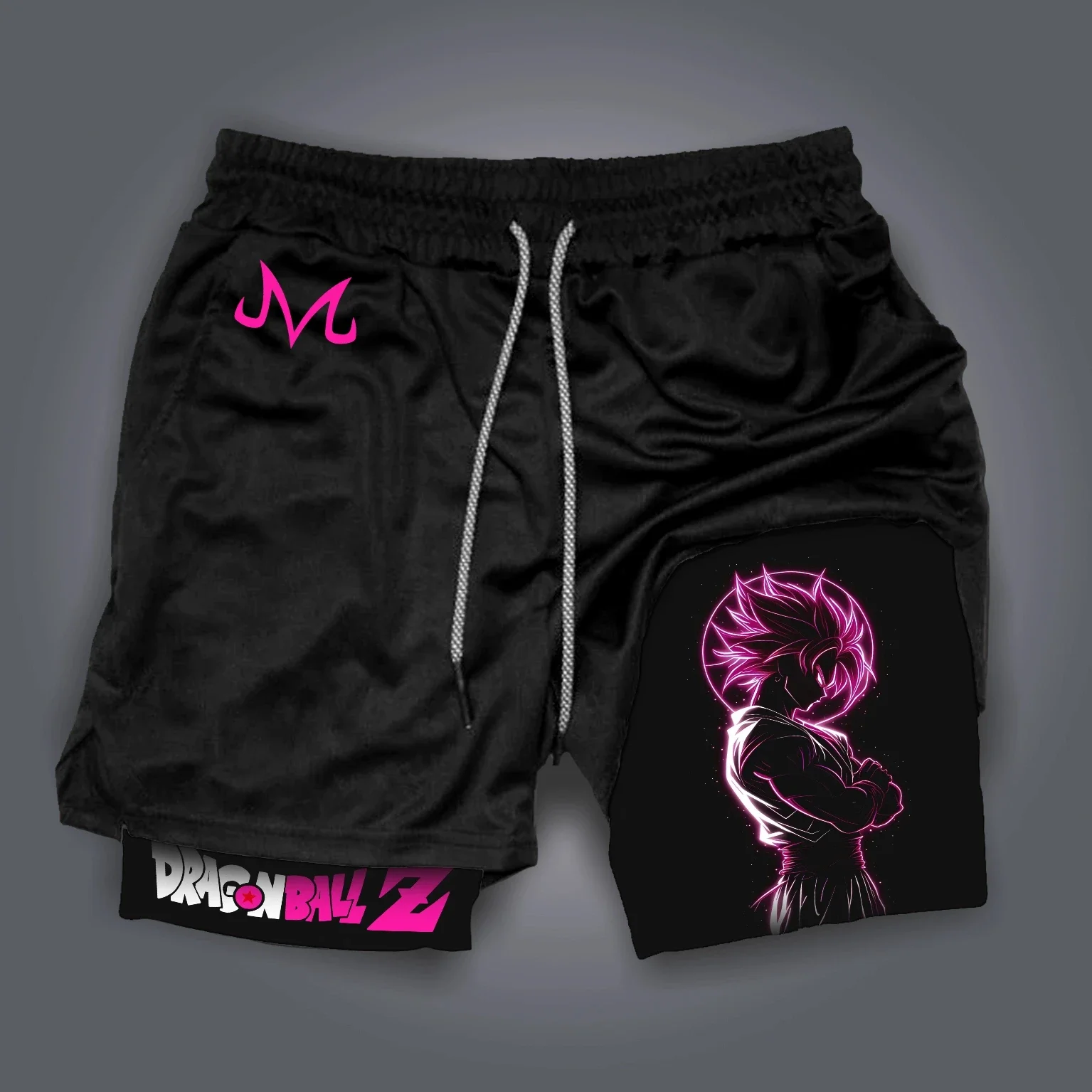 Dragon Ball Goku Vegeta Anime Printed Double-layer Shorts, American Sporty Summer Casual Fashionable Men's and Women's Shorts