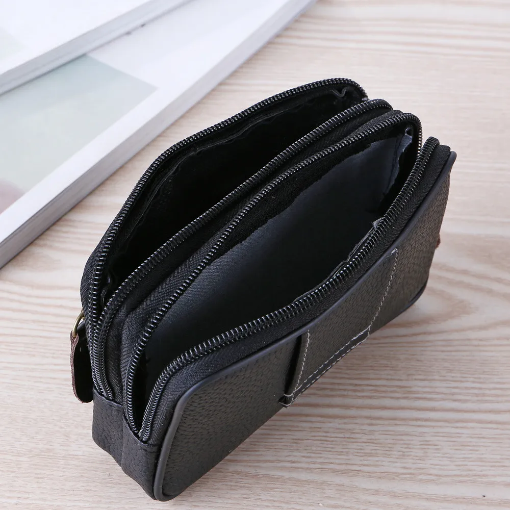 Men Multi-Function Mini Clutches Pu Leather Double Layer Zipper Phone Card Bag Classic Casual All-Match Daily Regular Clutches