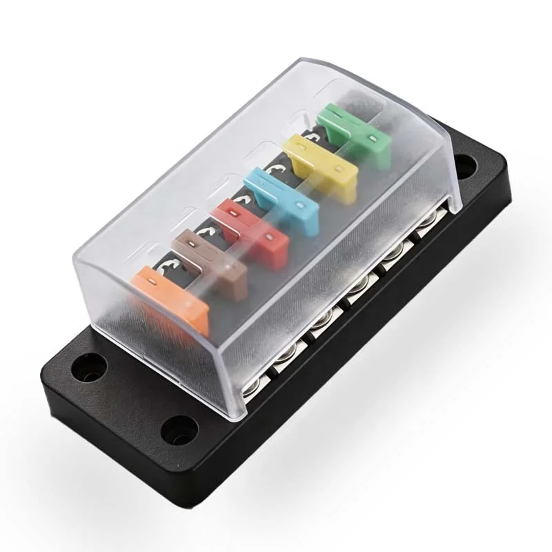 6 Input/Output Blade Fuse Holder 10kA Breaking Capacity, Fuse Breaker for ATC/ATS/287/257 Fuses, Automobiles, Trucks, Marine