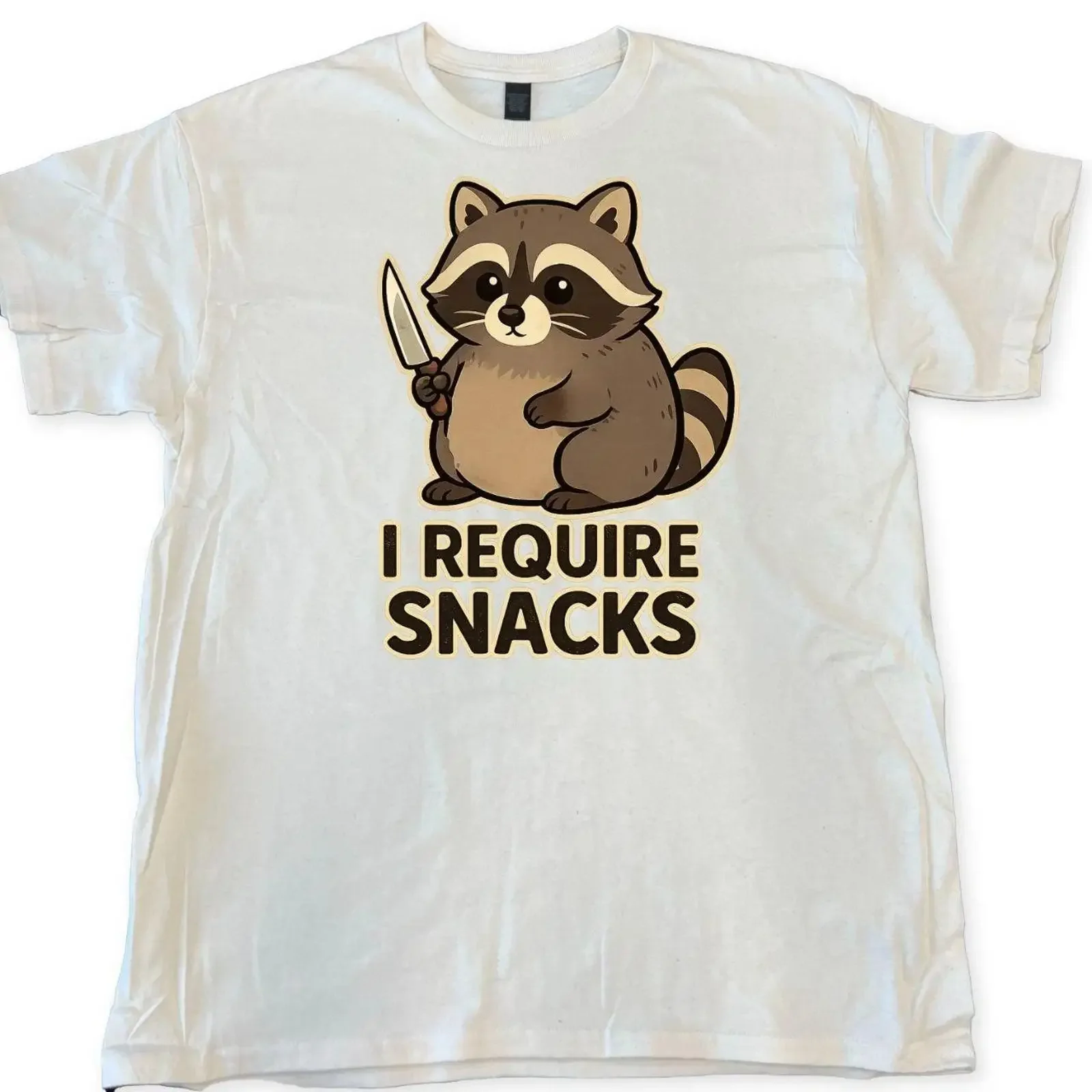 I Require Snacks Raccoon T Shirt Full Size S 4XL vintage Washed graphic fashion homme Unisex Slightly Stretched Breathable Soft