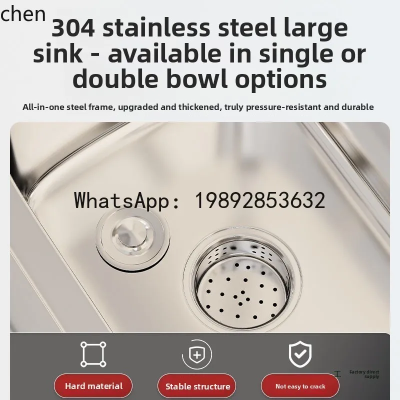 AA 304 Overall Stainless Steel White Steel Kitchen Cabinet Simple Stove Integrated Storage Bowl Cabinet