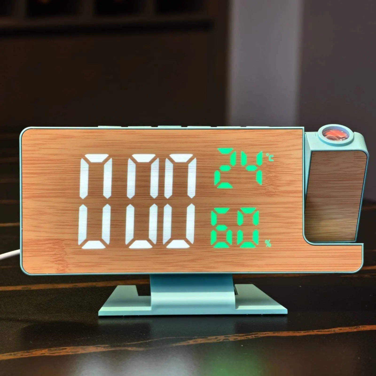 Bamboo Pattern Projection Clock Modern Minimalist Design Illuminated Projection Alarm Clock Home Electronics for Bedroom, Office