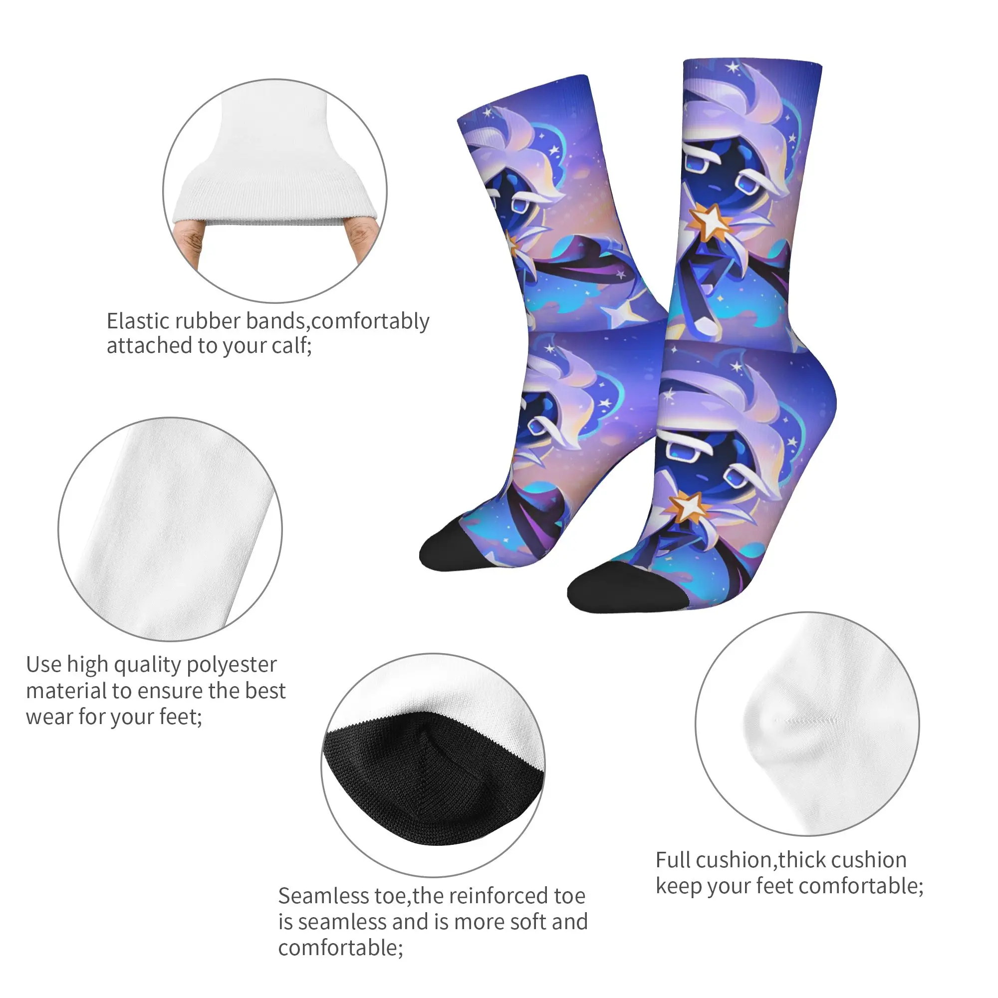Stardust Cookie  Socks Men's Women's Cookie Run Kingdom Socks High Quality Spring Summer Autumn Winter Middle Tube Socks Gift