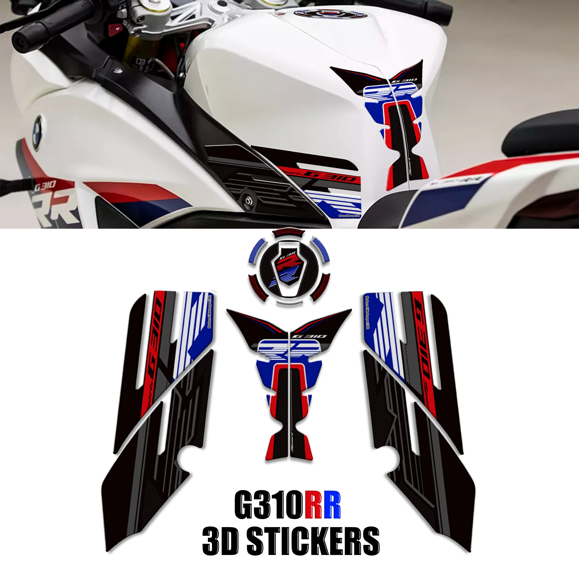 

G310RR Fit G 310 RR G310 BMW Motorcycle Tank Pad Side Grips Gas Fuel Oil Kit Knee Protector Stickers Decals Adhesive 2023-2025