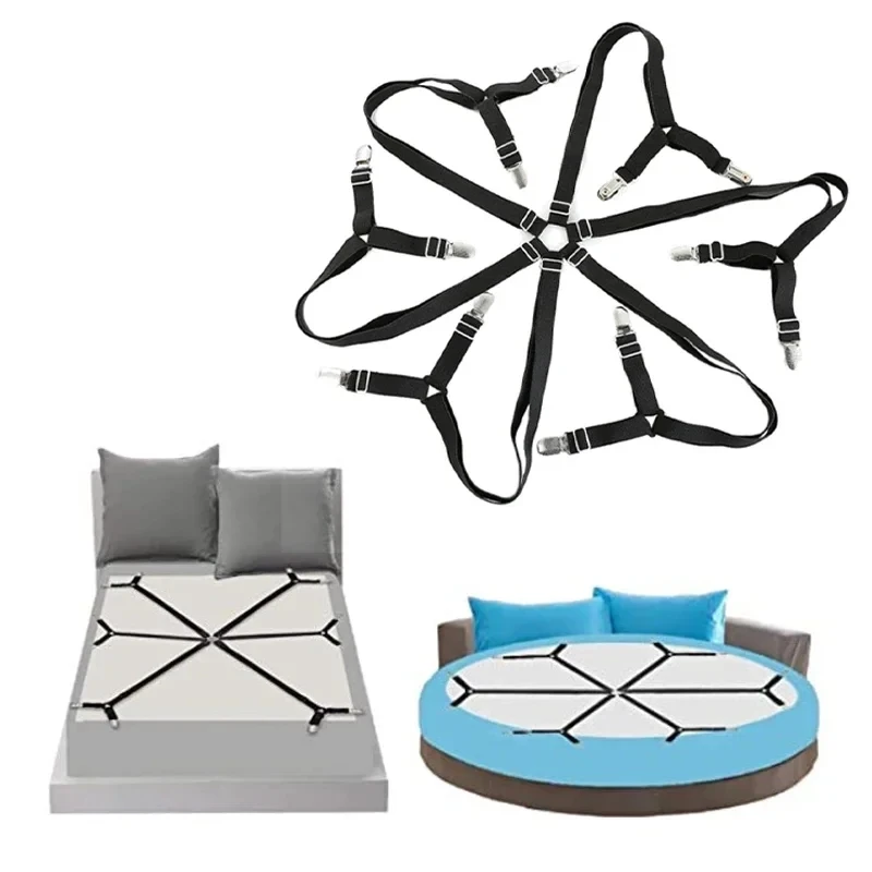 

12 Clips Elastic Bed Sheet Holder Belt Fastener Non-Slip Mattress Clips Adjustable Blankets Bed Cover Grippers Household Items