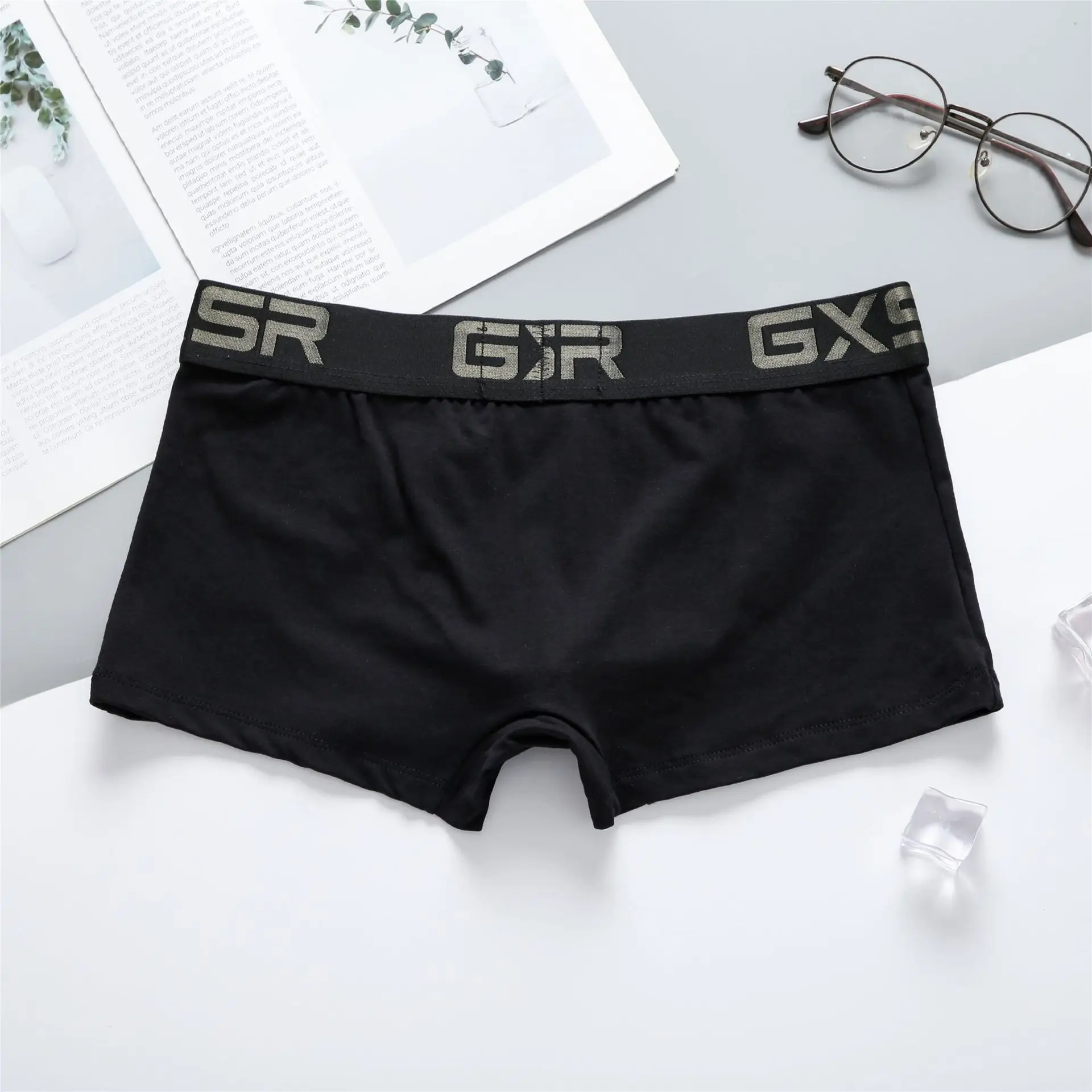 New GXSR men's cotton panties low waist, breathable, comfortable solid color basic men's boxers