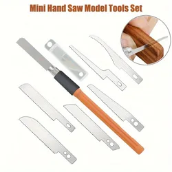 8-Piece Mini Hand Saw Model Craft Set DIY Precision Hobby Knife with Replaceable Steel Blades for Cutting Wood & Crafts Manual