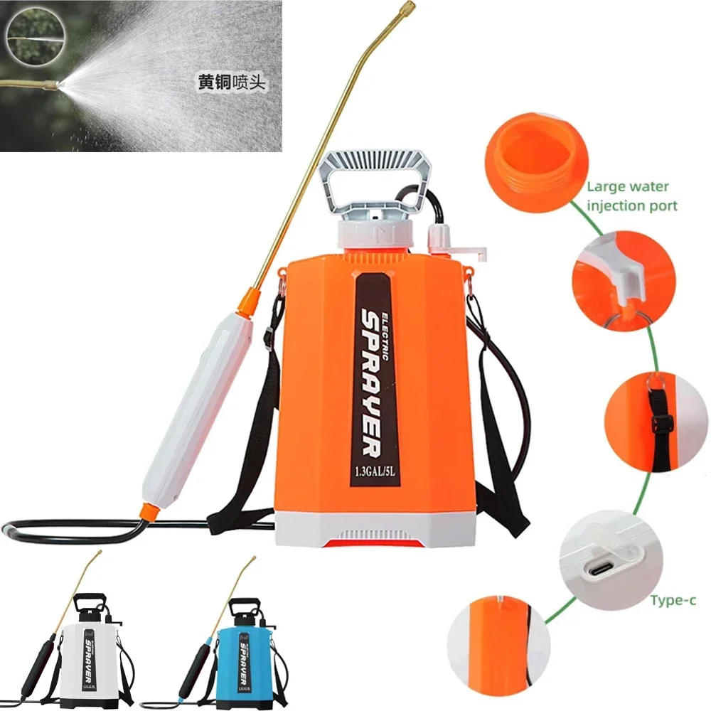 USB rechargeable electric spray, large capacity high-pressure spray pot, flower watering, disinfection car washing, 5L