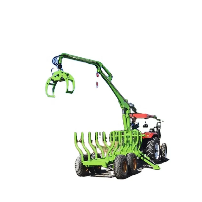Hydraulic Log Grapple Trailer Two-Wheel Stable Hydraulic Grab Countryside Forest Logging Farm Transport Tool