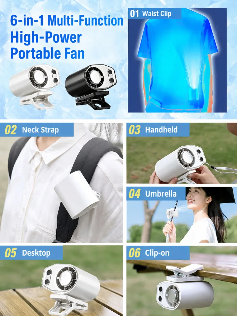 Semiconductor Clip‑on Cooling Fan Desktop Cool Wind Fan Fast Heat Reduction Mini Fan For Desk Bedside Outdoor Portable Tool
