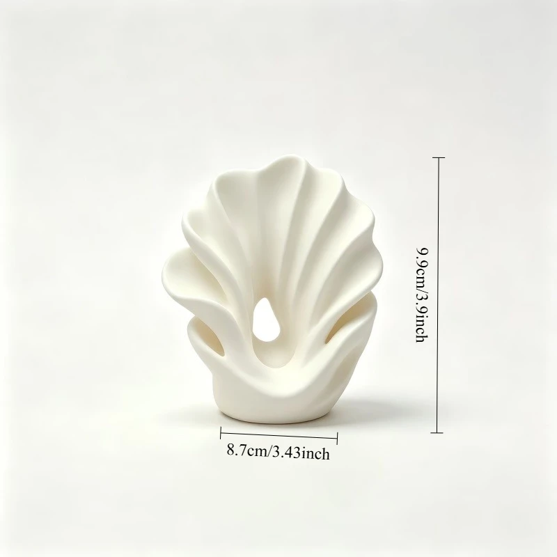 3D Printed Statue Abstract Clam Shell Sculpture Modern Ocean Inspired Decor Figurine for Living Room Bathroom Desk Ornament