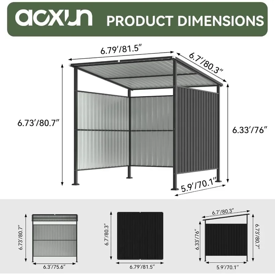 6x6FT Outdoor Shed, Grill Gazebo, Black