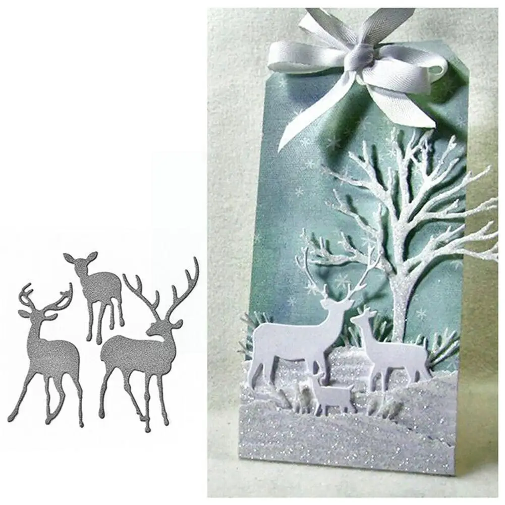 Christmas Elk Deer Metal Cutting Dies Knife Mold Diy Template Punch Stencil Handicraft Greeting Card Scrapbooking Embossing G7b9