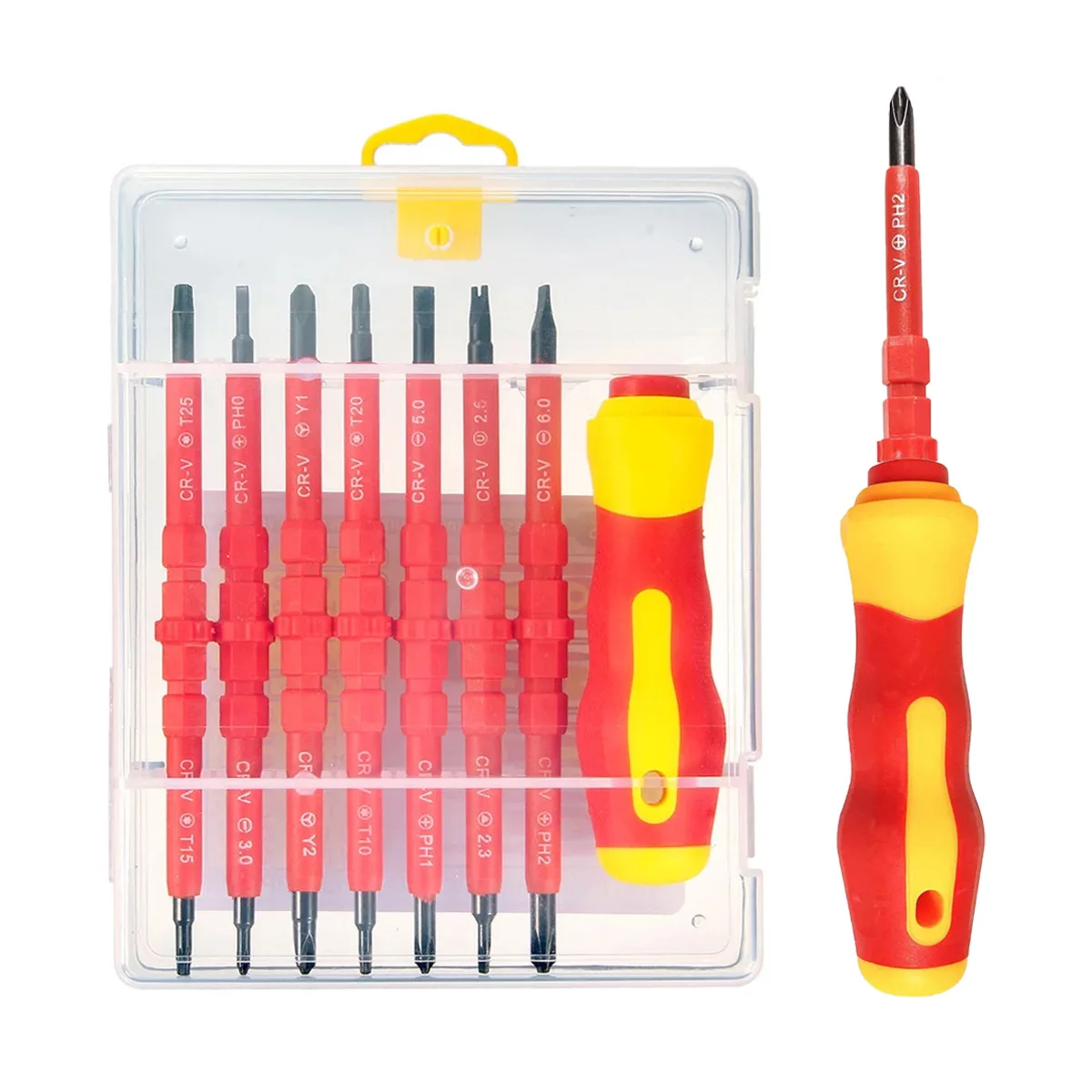 Double-Ended Screwdriver With 7 Interchangeable Heads High Hardness Combo For Efficient Electrical Repairs And Maintenance Tasks
