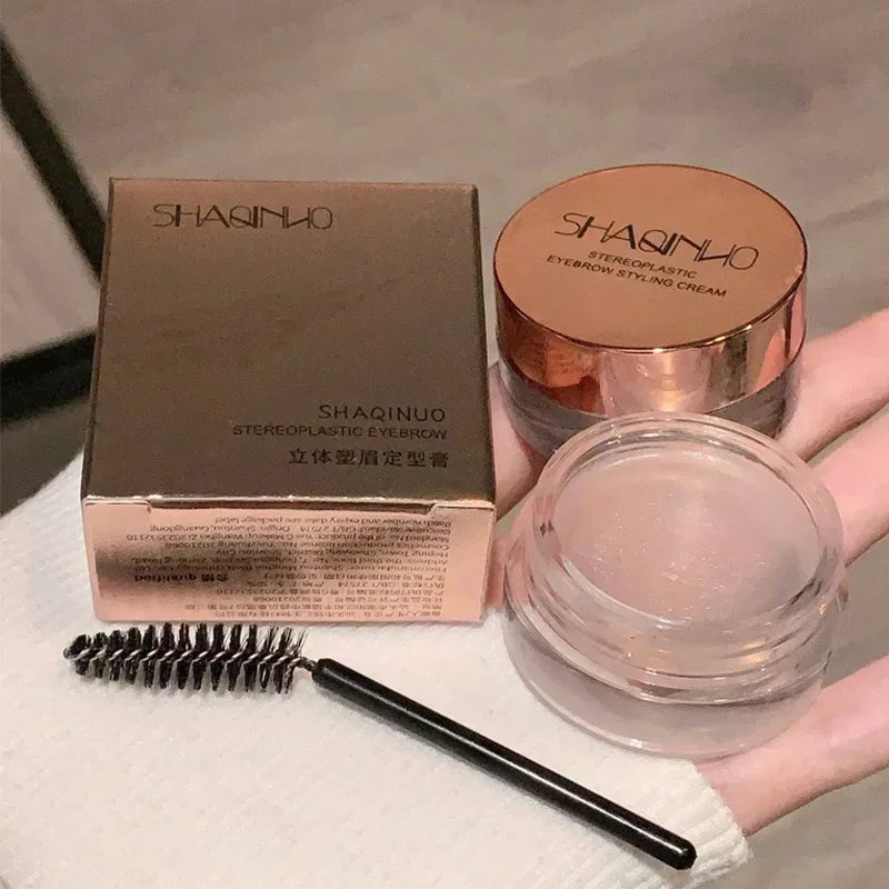 Crema de jabón para cejas estereoplásica transparente con cepillo, Gel para cejas, cera, estilismo para cejas salvajes masculinas y femeninas, juego de herramientas con forma