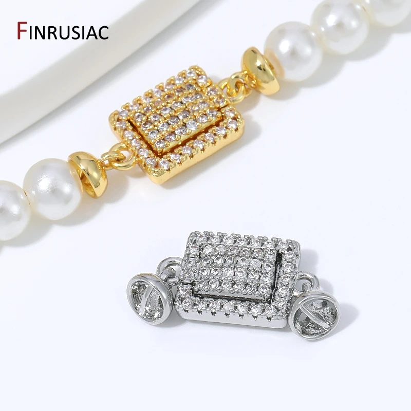 18K Gold Plated Brass Zircon Strong Magnetic Clasps,Rectangle Shape Connector Locks For DIY Bracelet Necklace Making Accessories image 6