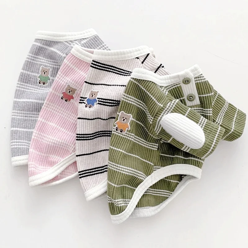 Summer Dog T-Shirt Soft Dog Clothes Fashion Puppy Vest Cute Cat Striped Shirt Pet Pullovers Chihuahua Clothes Pet Dog Supplies