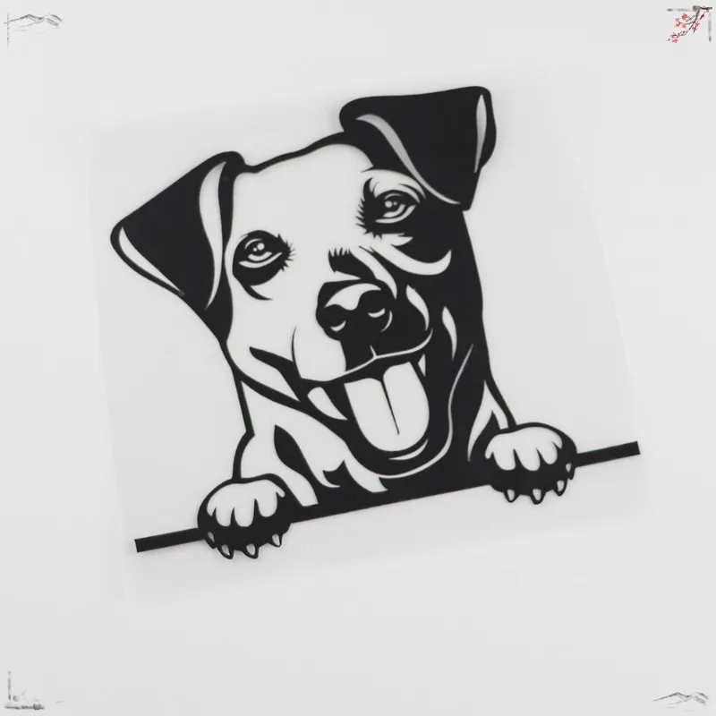 

22cm*16cm Funny Jack Russell Dog Happy Peek Car Sticker Personality PVC Decorative Waterproof Sticker Customizable Color PVC KK
