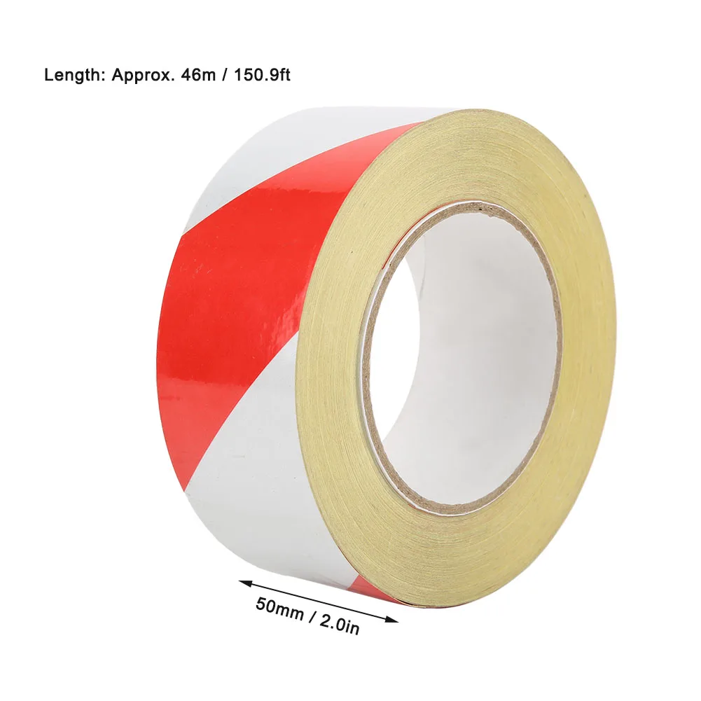 Red White Safety Reflective PVC Tape Warning Sticker Marking Adhesive Tapes 50mm X 46m