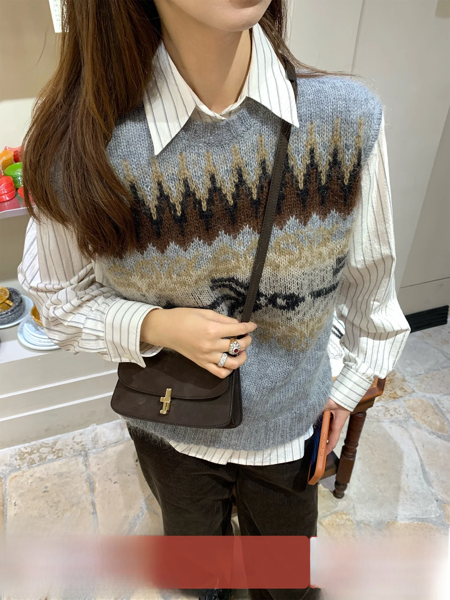 

Коврик Salt Sinkage Crt, бумажная фигурка, классические полоски, хлопок irt 40, женская свободная посадка Zhang Da, Long Sve