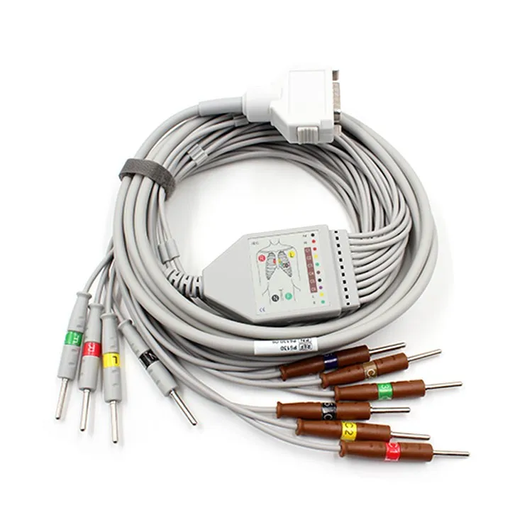 

Medical 10-Lead ECG Cable with 15 Banana Plugs - Replacement for Fukuda FX-2111/3010