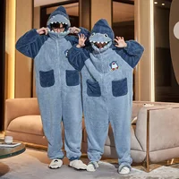 Kigurumi Cat Dinosaur Shark Women Men Pajamas Onesie Couples Jumpsuit Winter Thicken Hooded Pyjamas Halloween Christmas Homewear - Image 6