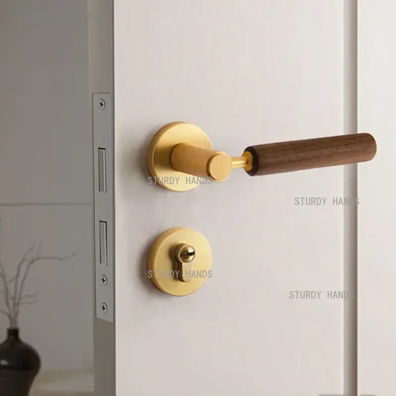 

Wooden bedroom silent door lock indoor universal solid wood door handle door lock home hardware accessories