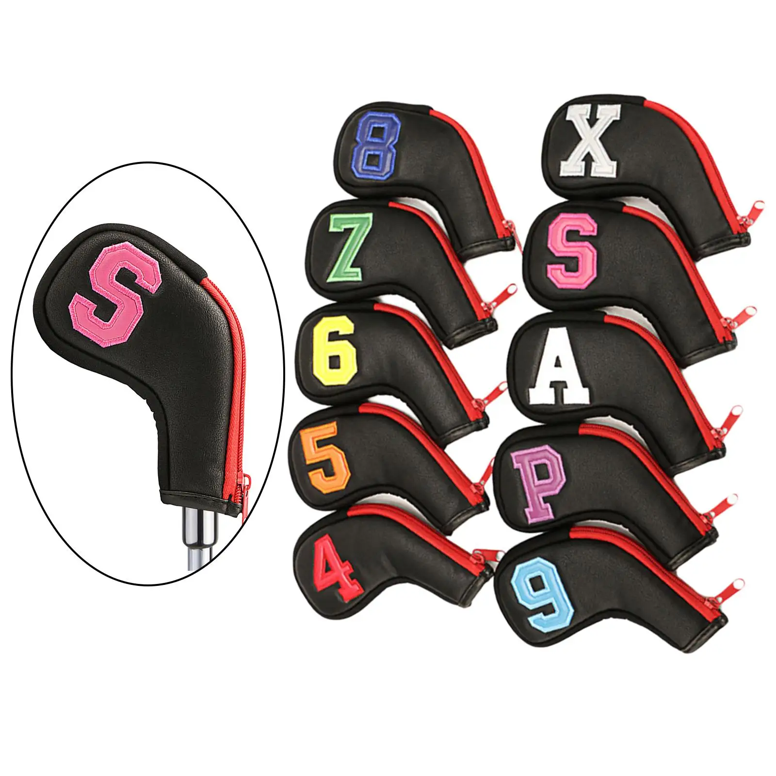 

10PCS Golf Iron Covers Club covers for head Waterproof Sleeves Hybrid Guards 4-X