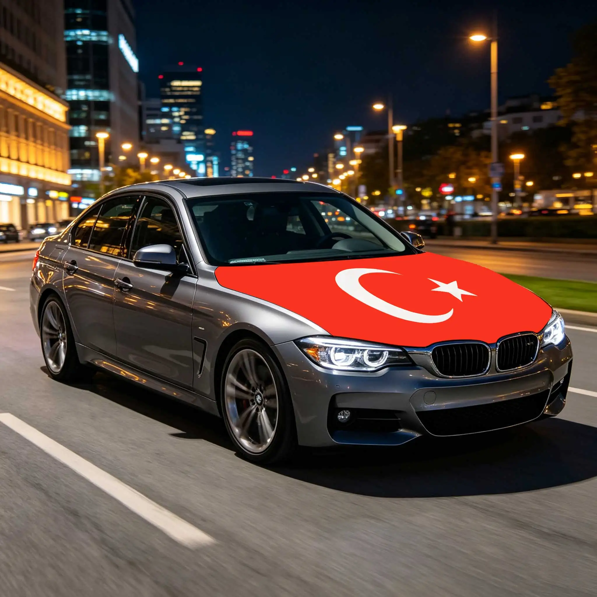 3.8x5.3fts National Turkey Flag Car Hood Cover Flag Engine Cover Turkish For Decoration